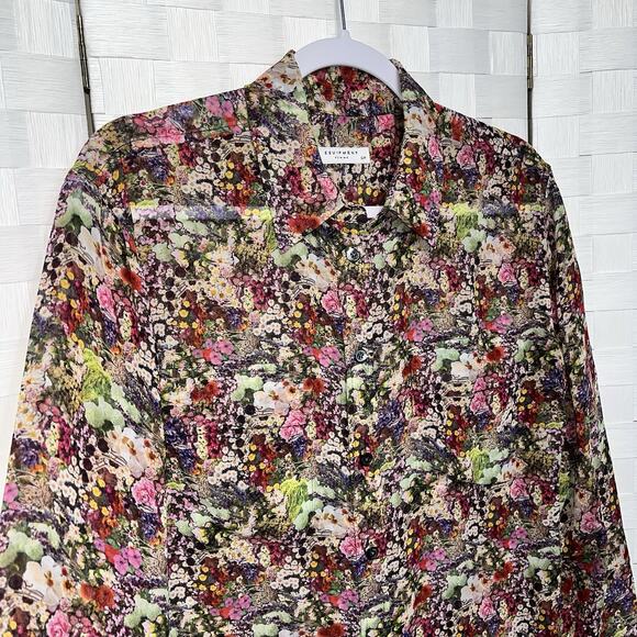 Equipment Femme Floral Silk Button Down Blouse Long Sleeve Shirt Womens Small - Picture 2 of 6